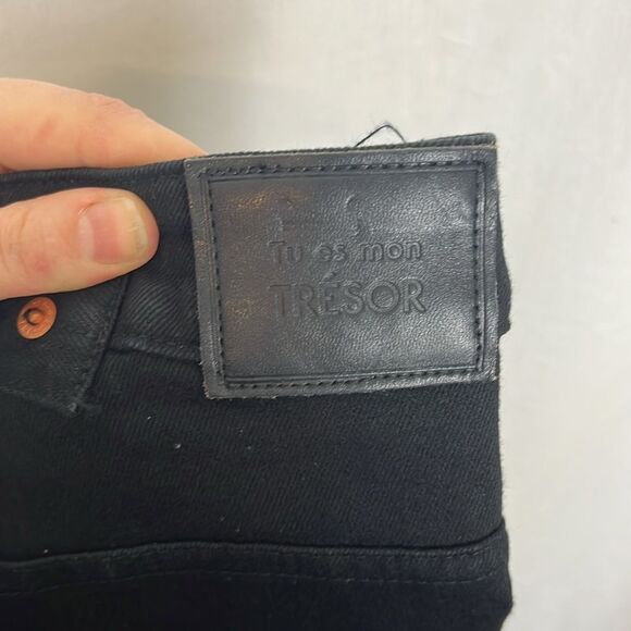 Tu es mon TRESOR EDGE Black Jeans Straight Leg w/ Bell Bottom Ruffle - Picture 9 of 9